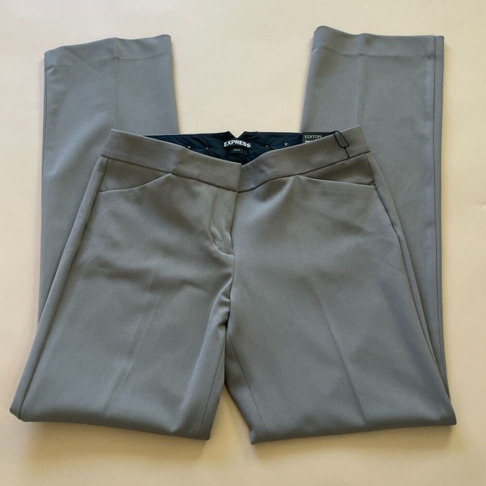 NWT Express Editor Barely Boot Pants 6R Gray Studio Stretch Dress Trousers